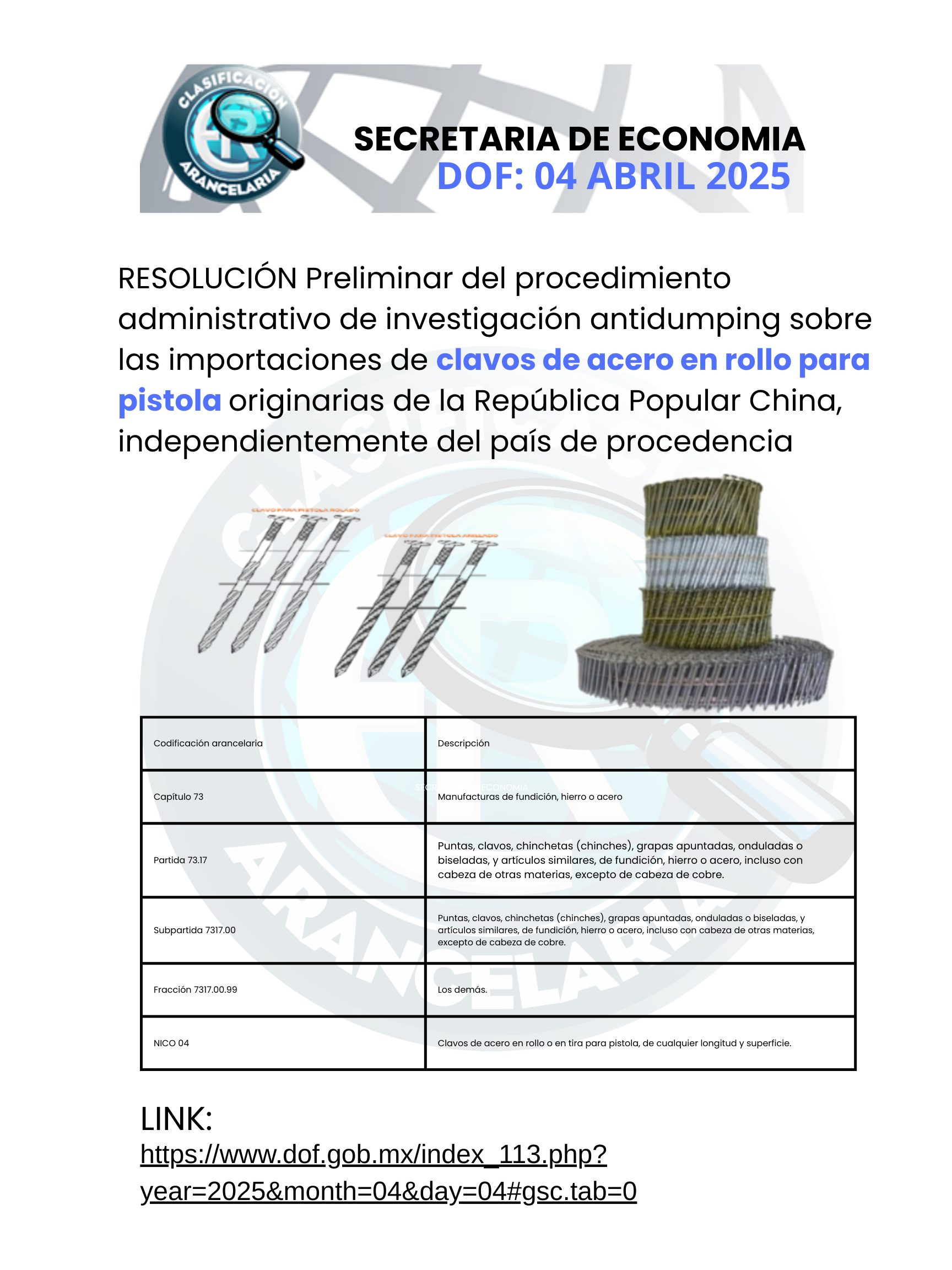 ER Clasificación Arancelaria